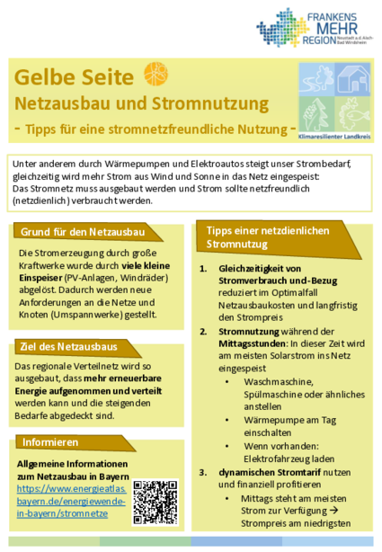 Gelbe Seite: Netzausbau und Stromnutzung