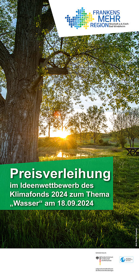 Plakt zur Preisverleihung im Ideenwettbewerb Wasser (Baum abgebildet)