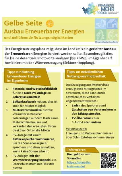 Gelbe Seite: Ausbau Erneuerbarer Energien