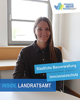 Frau sitzt an einem Schreibtisch; Titel aus der Reihe "Inside Landratsamt", Immissionsschutz stellt sich vor